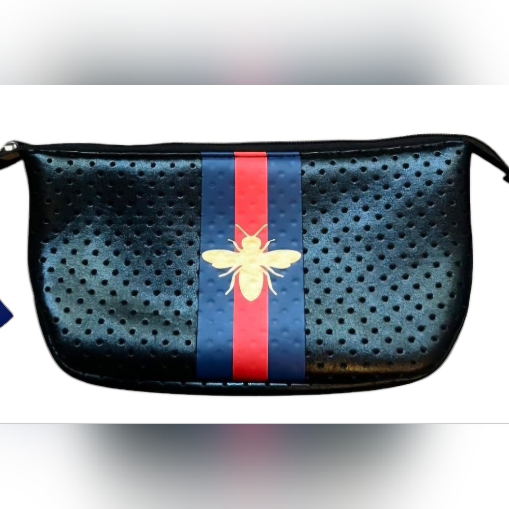 Parker & Hyde Black Bee Neoprene Clutch Cosmetic Bag Nwt - Picture 4 of 6